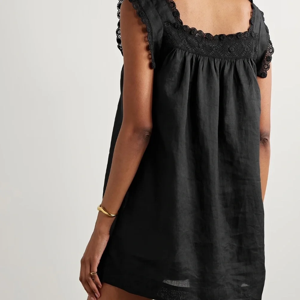 ISO DÔEN Almadia crochet-trimmed ramie mini dress XS or S - Picture 2 of 2
